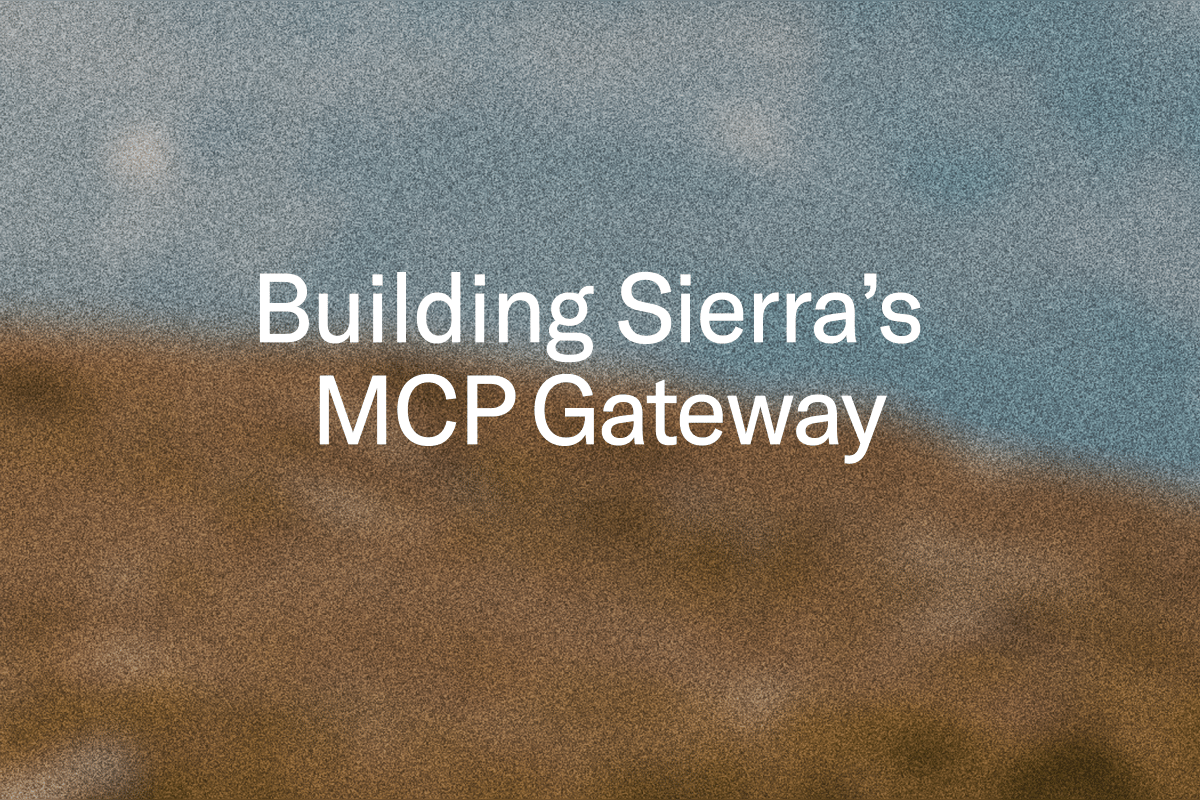 "Building Sierra's MCP Gateway" on a blurred blue and brown background