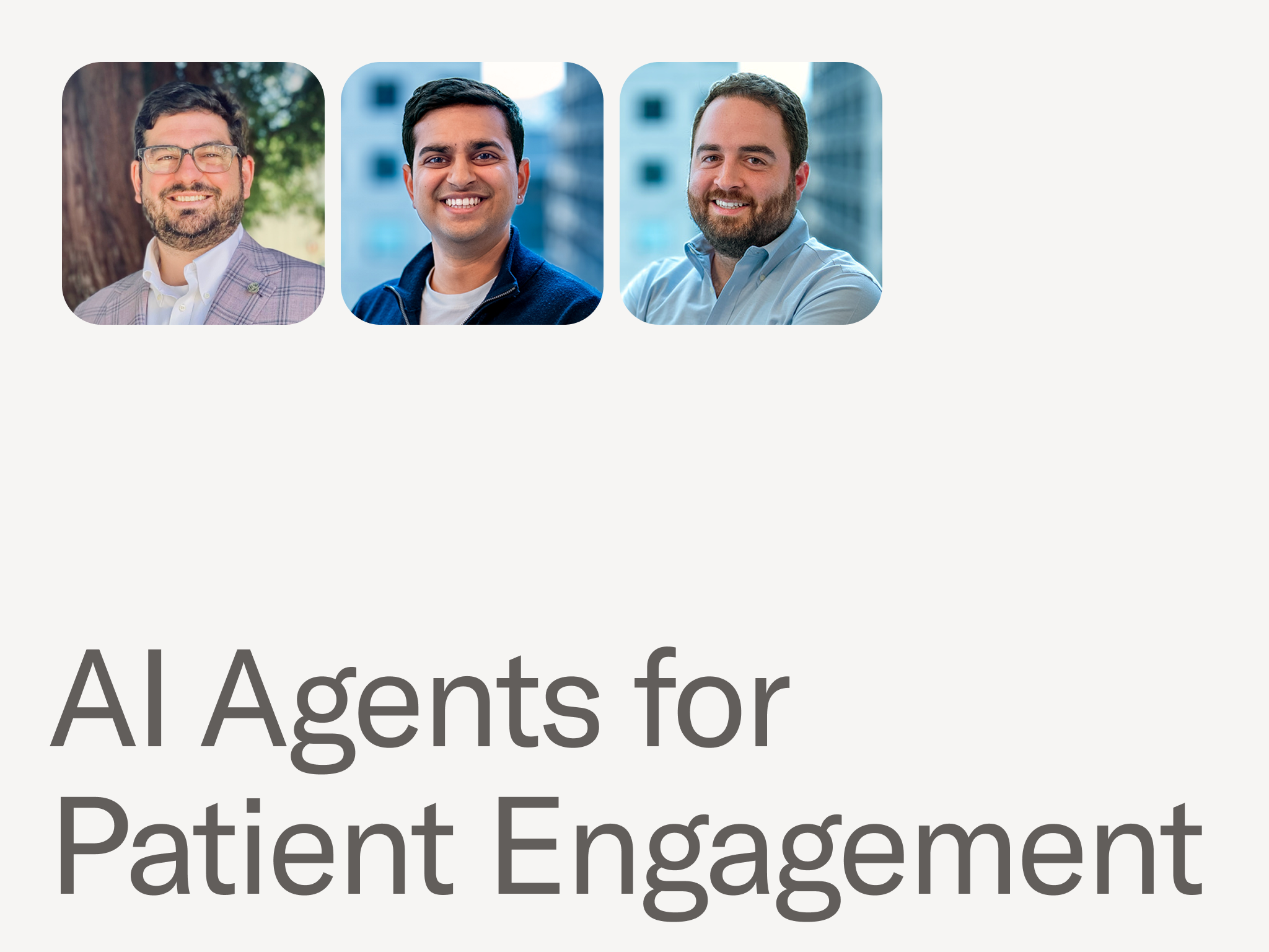 Webinar title and speakers headshots and job titles