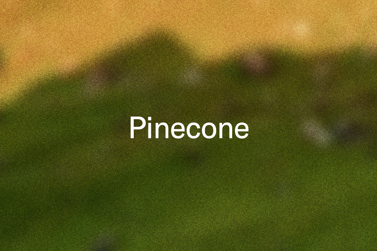"Pinecone" on a blurred green and yellow background