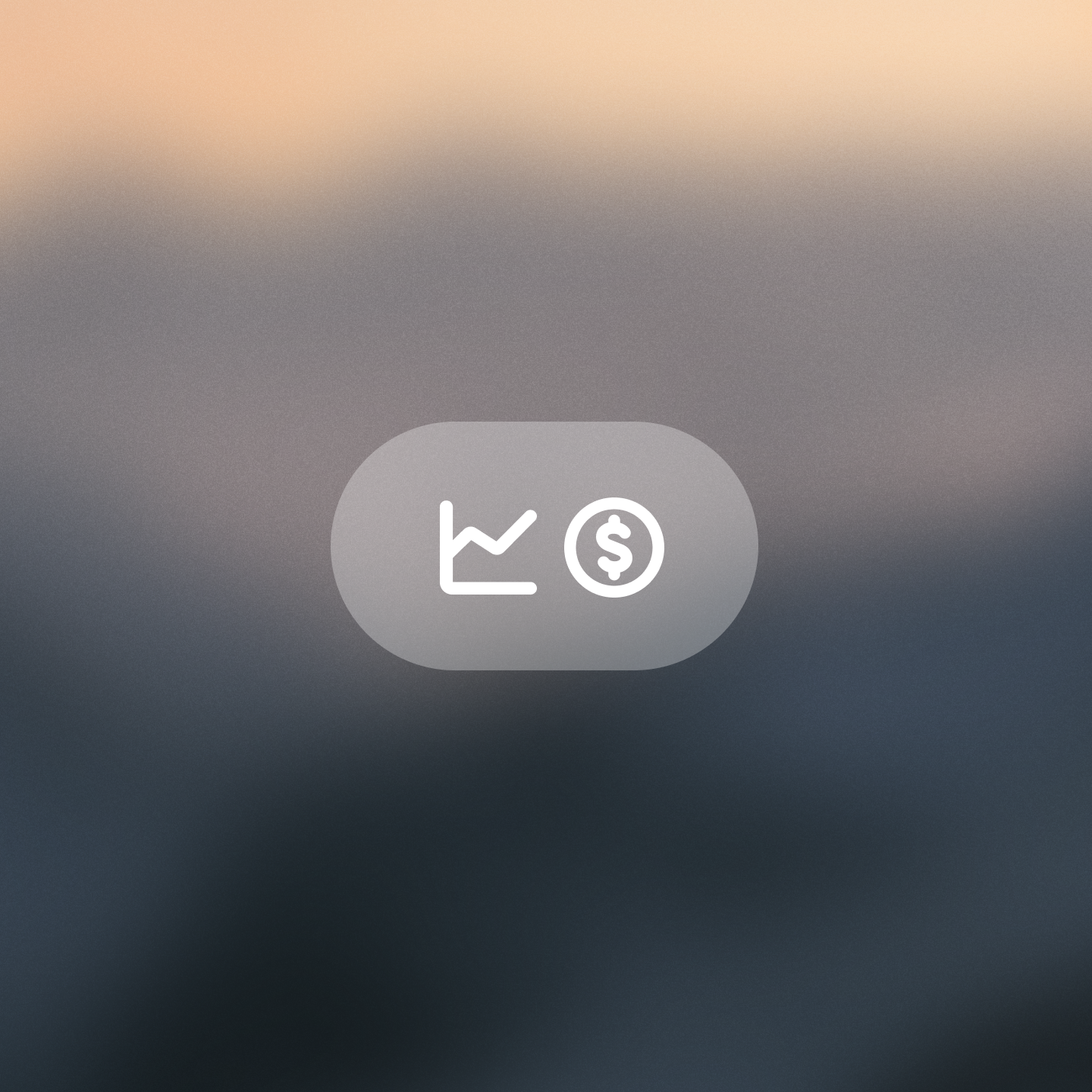A translucent button showing a line graph icon and a dollar sign icon.
