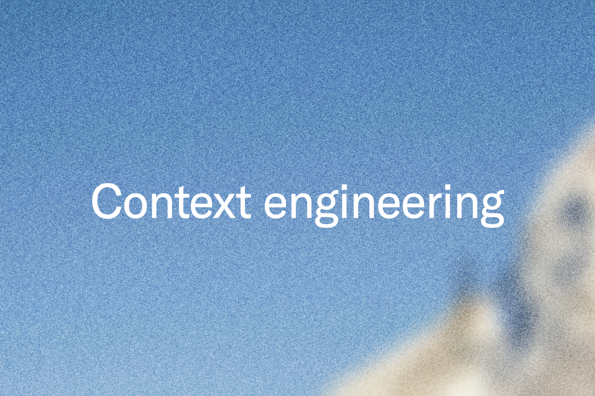 White text reads "Context engineering" on a blurry blue background.